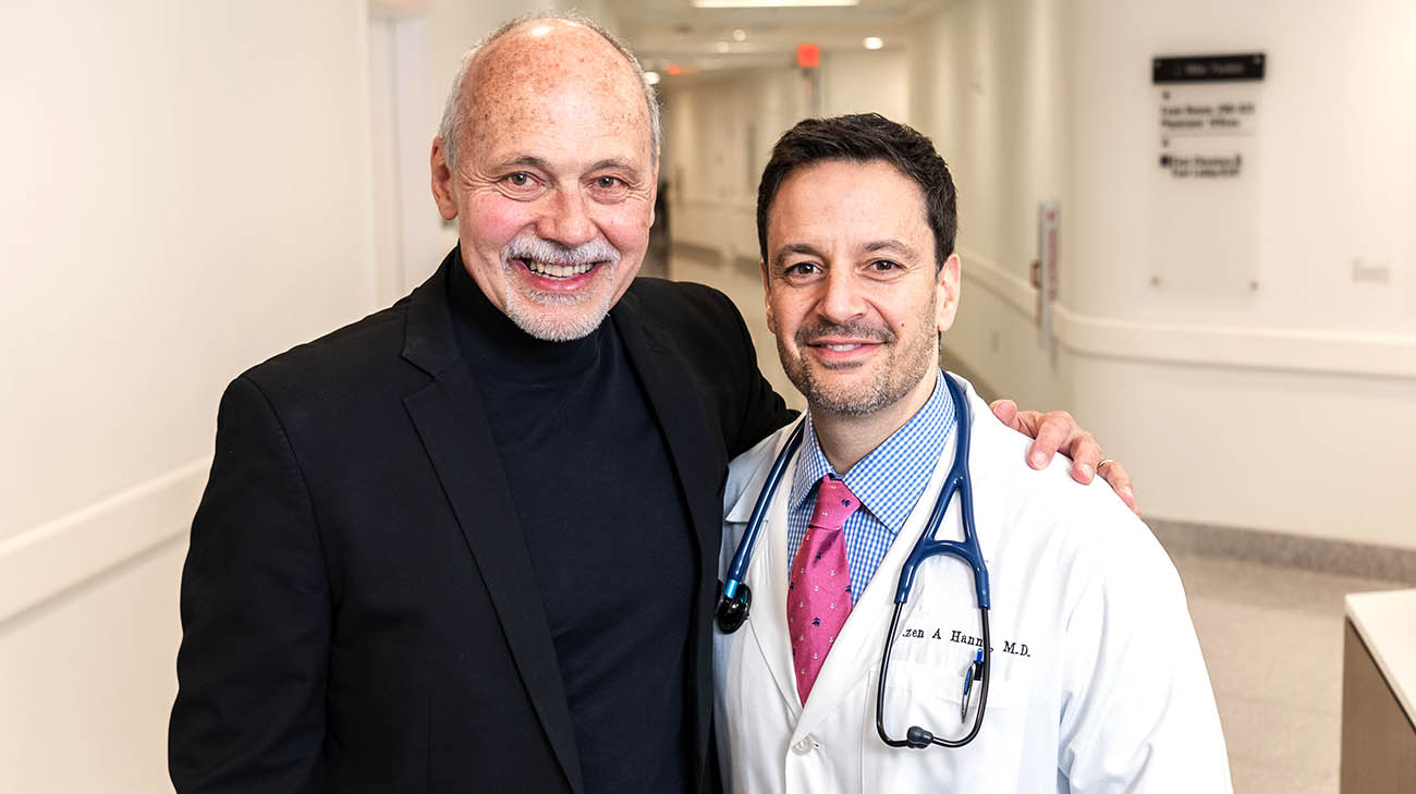 Heart failure patient Steve Sroka with Dr. Mazen Hanna. 