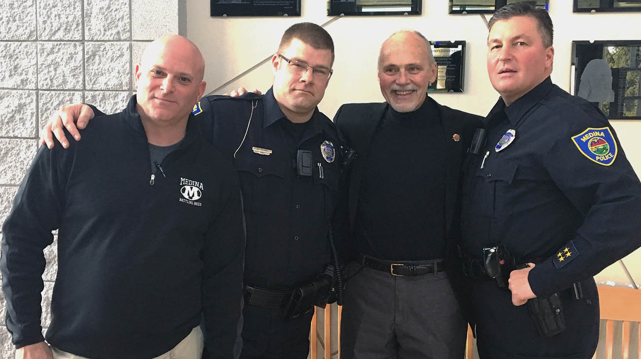 Heart failure patient, Steve Sroka, and the team who revived him from cardiac arrest. 