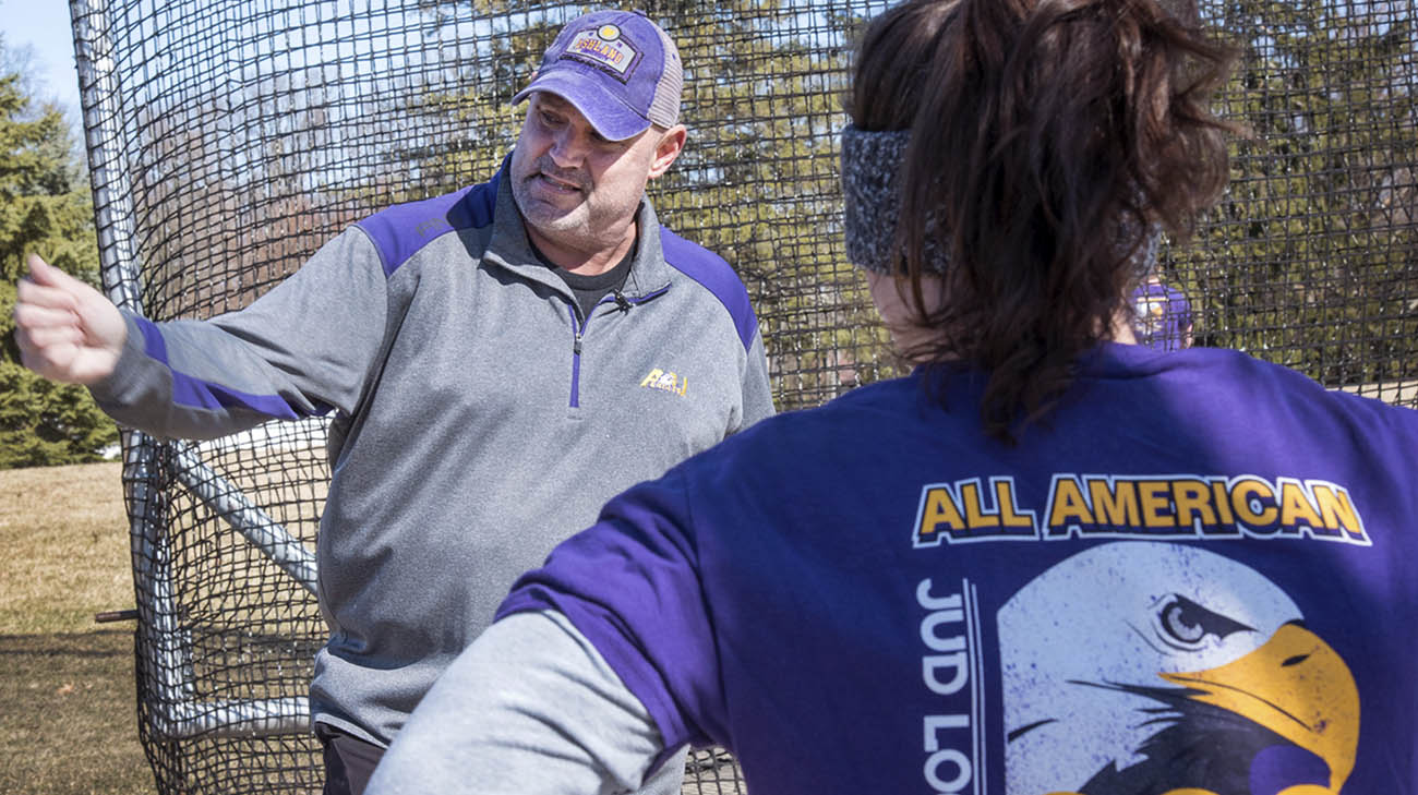Jud Logan during track and field practice at Ashland University. 