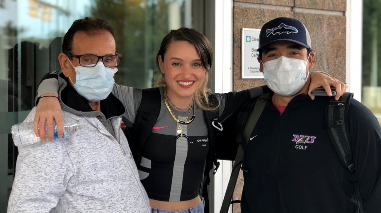 Abraham, with his daughter Shiri, and her boyfriend Nikko, before their liver transplant surgeries. (Courtesy: Shiri Aviv)