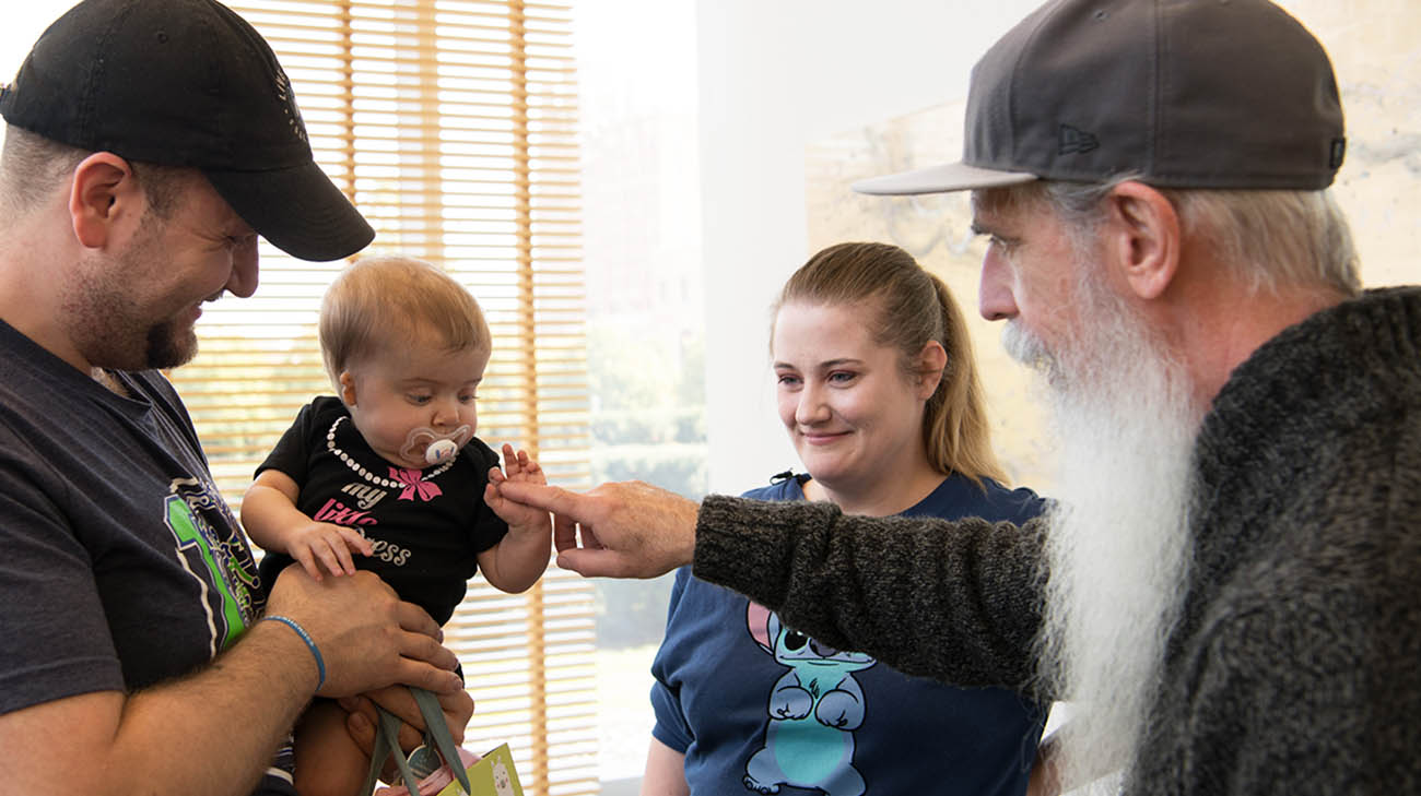 Joe Gilvary, two-time living organ donor, meets liver recipient and family for the first time. 