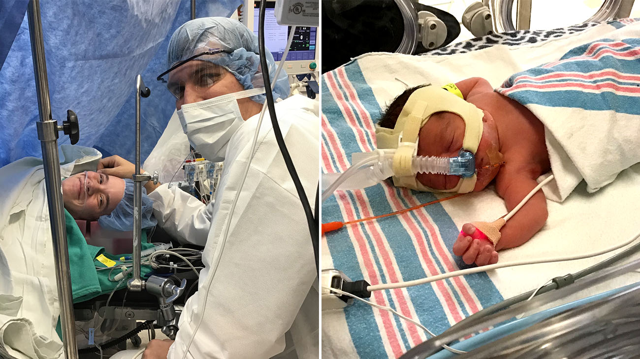 Casey gave birth in a cardiac operating room with a heart surgeon standing by. (Courtesy: Casey Shannon)