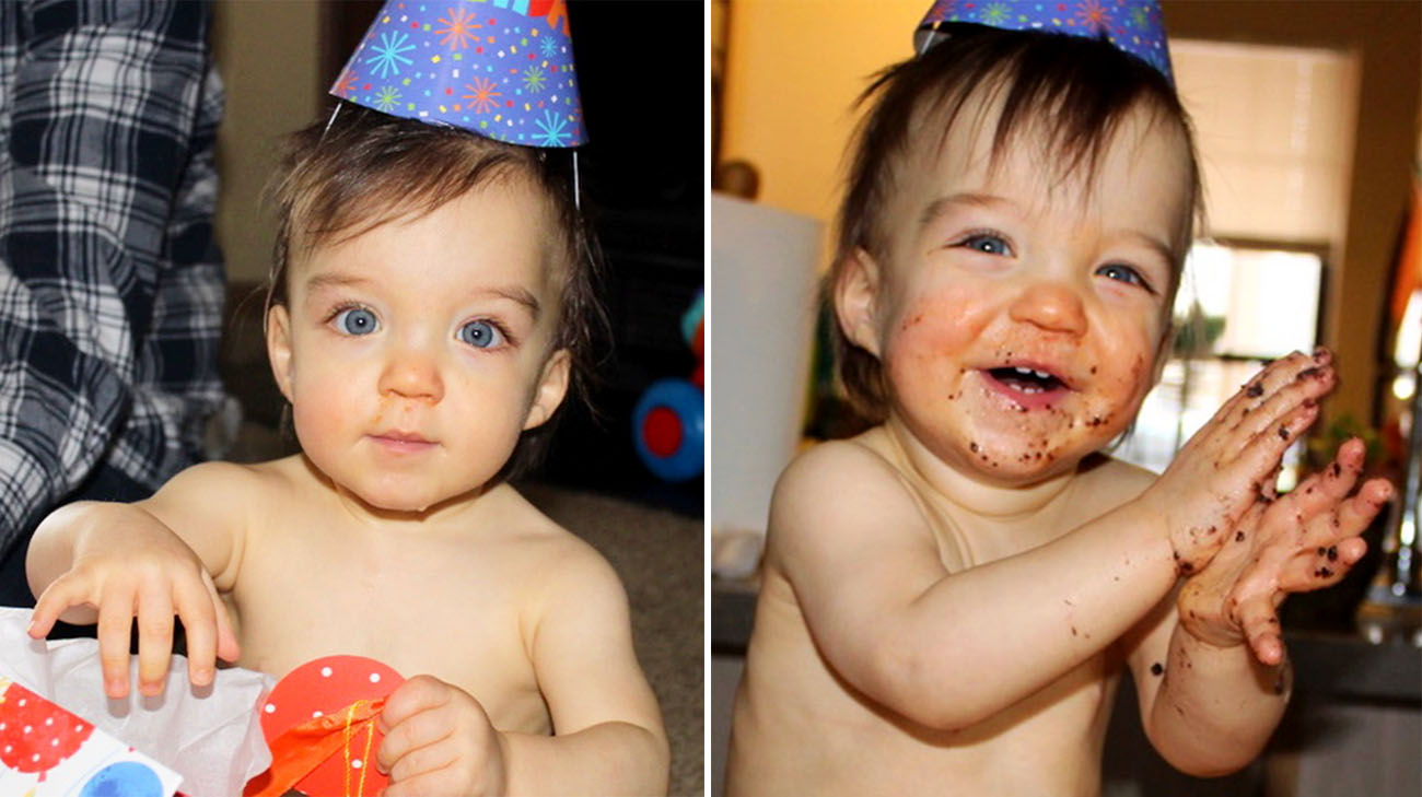 Felix is a happy one year old, enjoying his first birthday cupcake. (Courtesy: Casey Shannon)