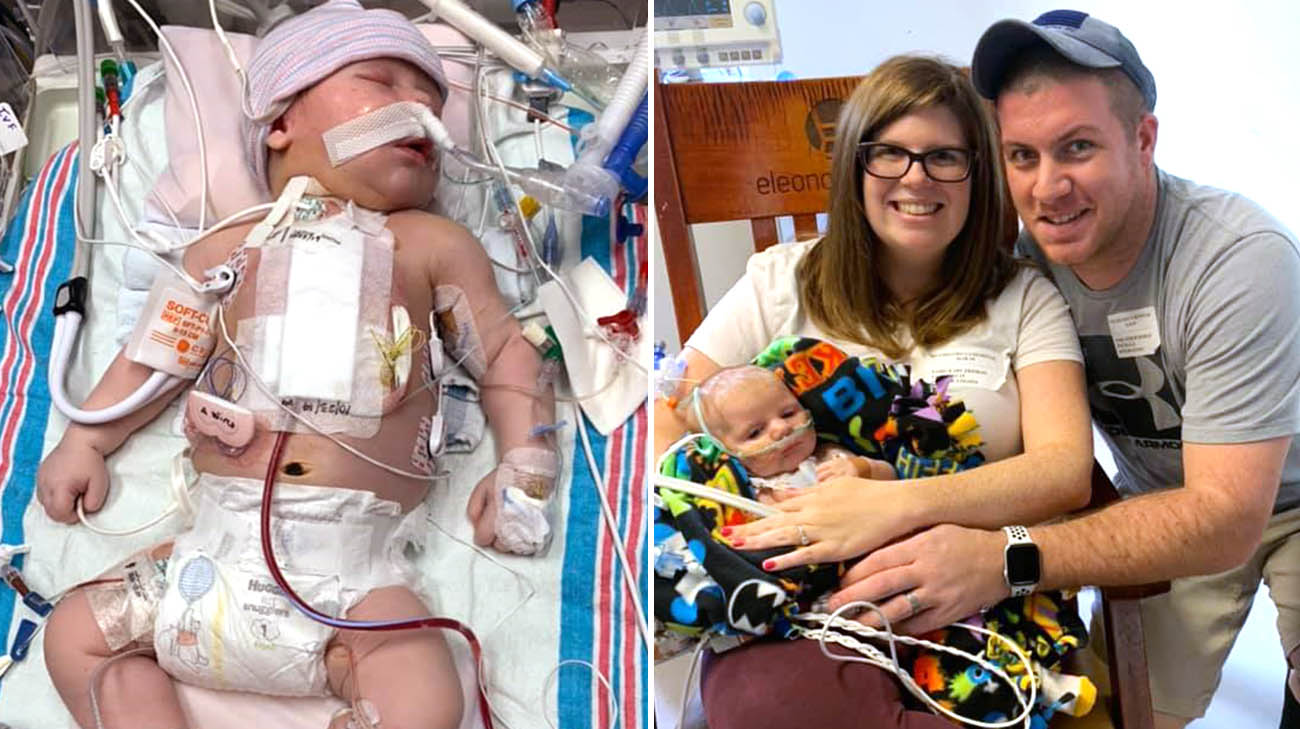 Carson, his mother, Kari, and father Drew, at Cleveland Clinic Children's. 