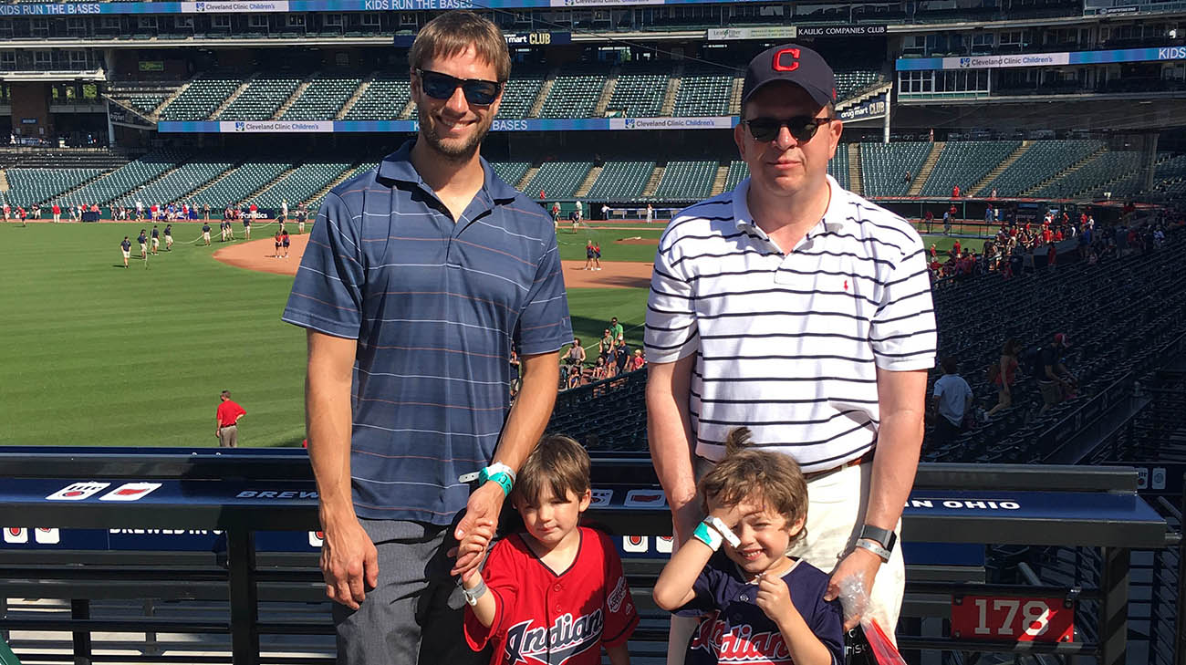 Stroke patient, Larry Bach, with his nephews. 