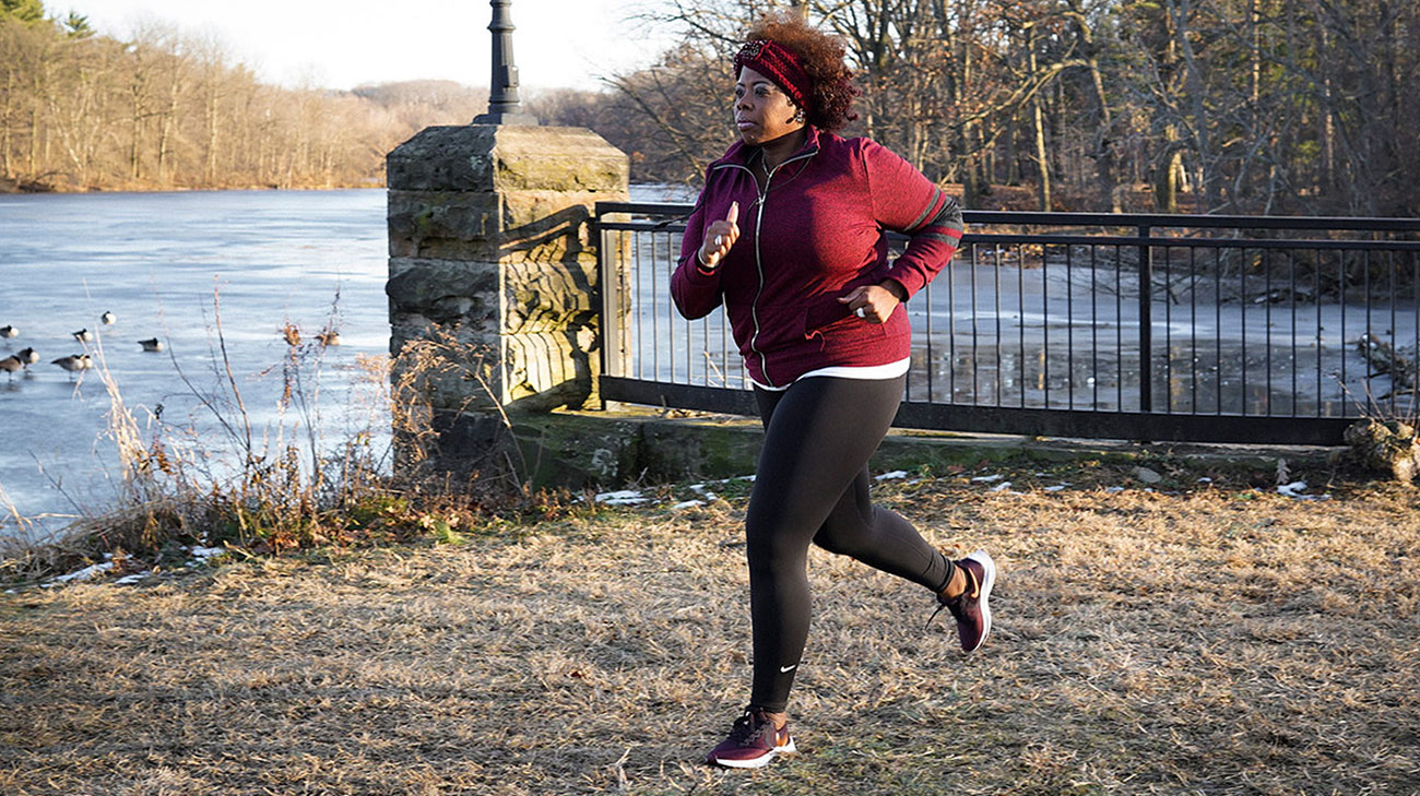 Tyniece Wingfield running in the park