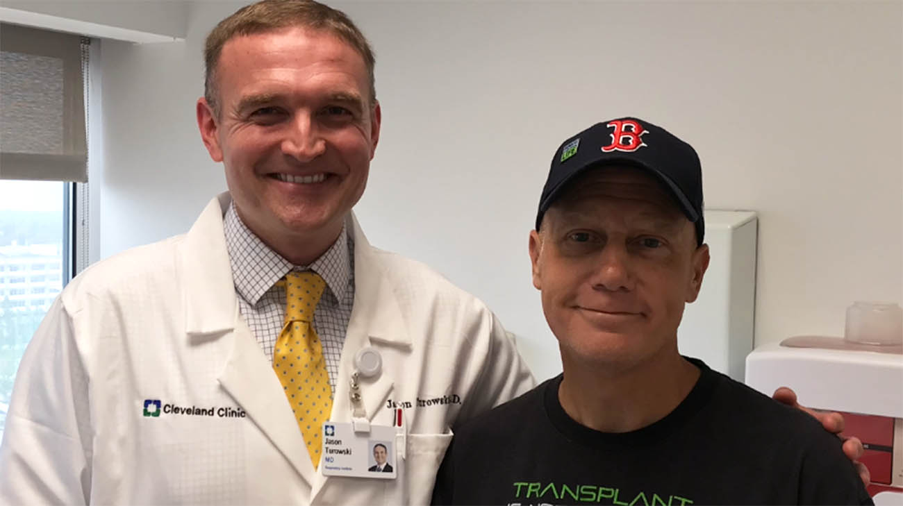 Four organ transplant patient, Brian Stanley, with his pulmonologist, Dr. Jason Turowski. 