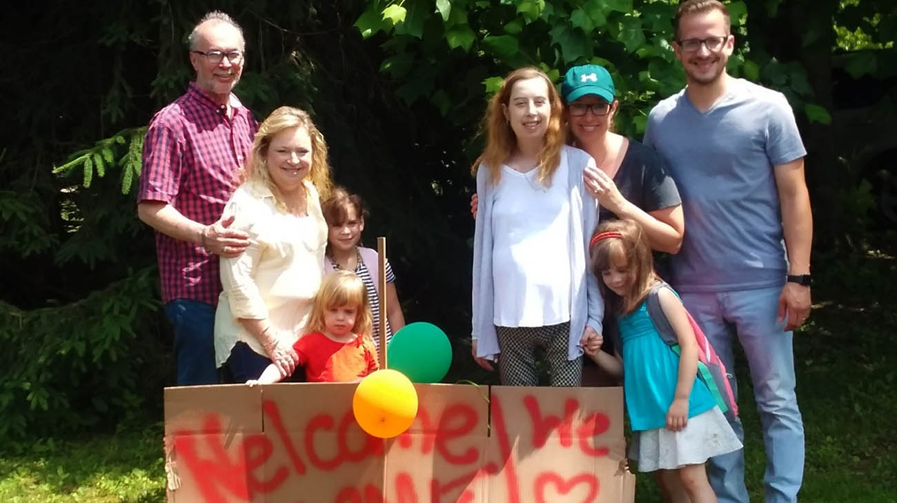 Jessica's family welcoming her home after undergoing a heart transplant at Cleveland Clinic. 