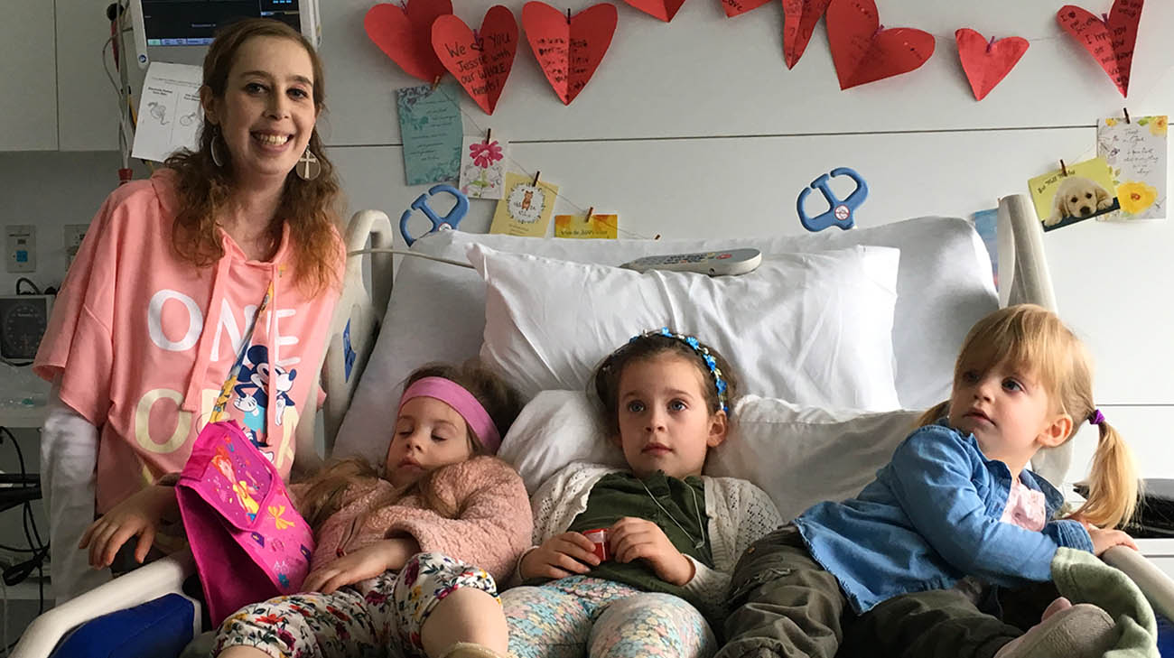 Jessica, with her nieces, while receiving treatment for her heart condition at Cleveland Clinic. 