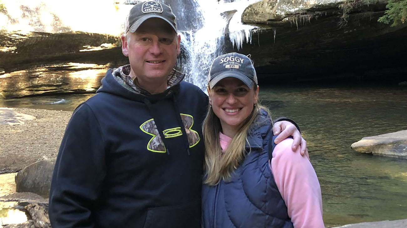 Colorectal cancer patient, Ben, with his wife. 