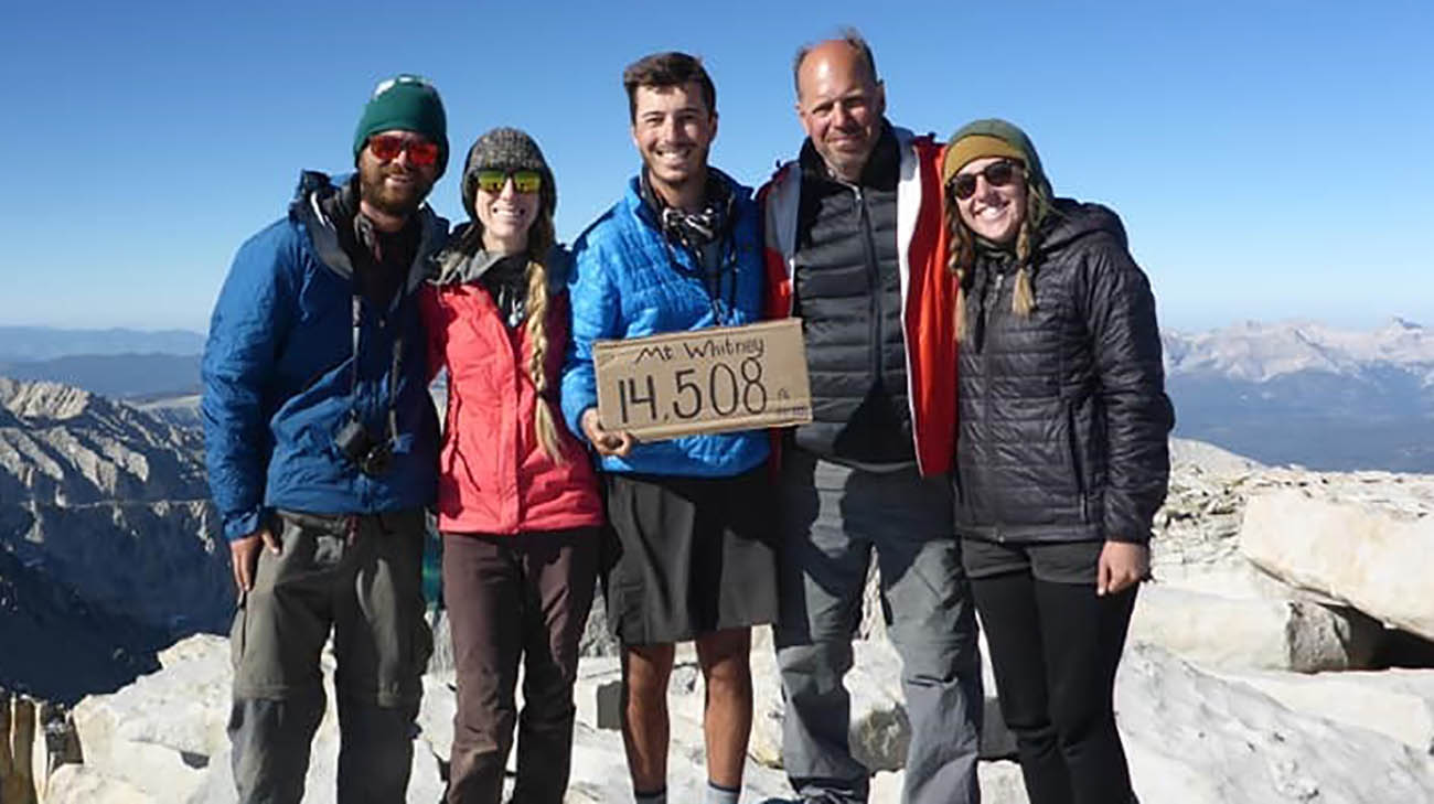 John Frank and climbers on top of Mount Whitney. 