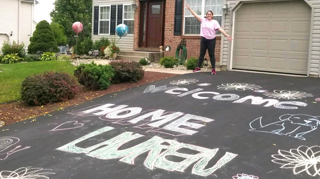 Lauren being welcomed home from Cleveland Clinic. 