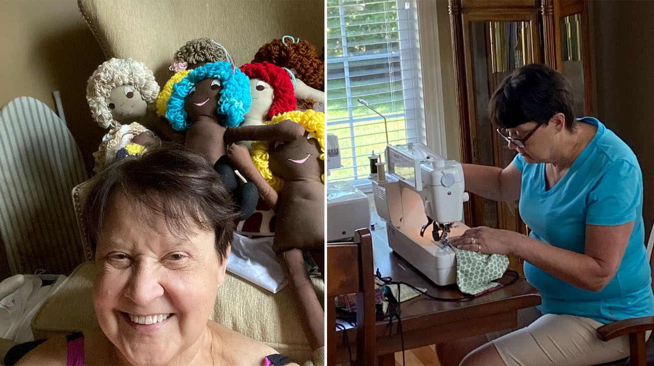 Rita paused making dolls for children dealing with traumatic events to start making masks at the beginning of the COVID-19 pandemic. (Courtesy: Rita Kulbago)