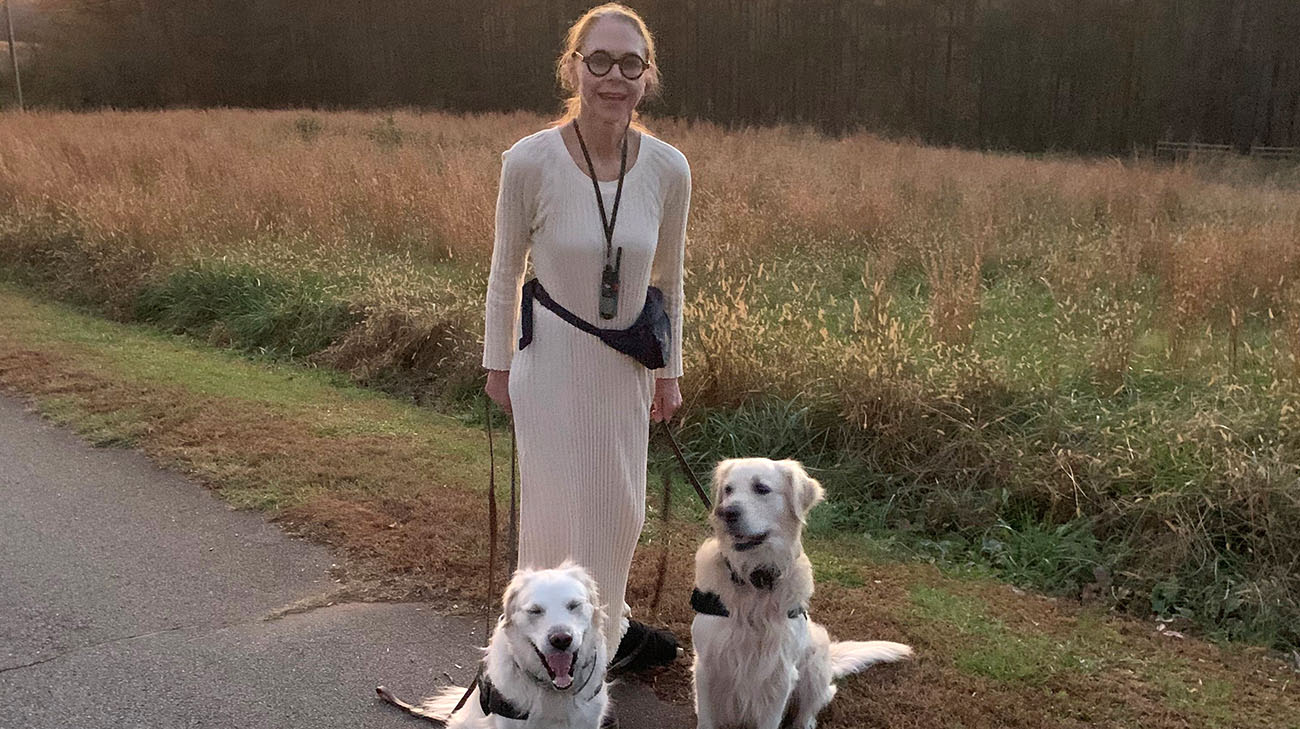 Arleen Wood and her dogs