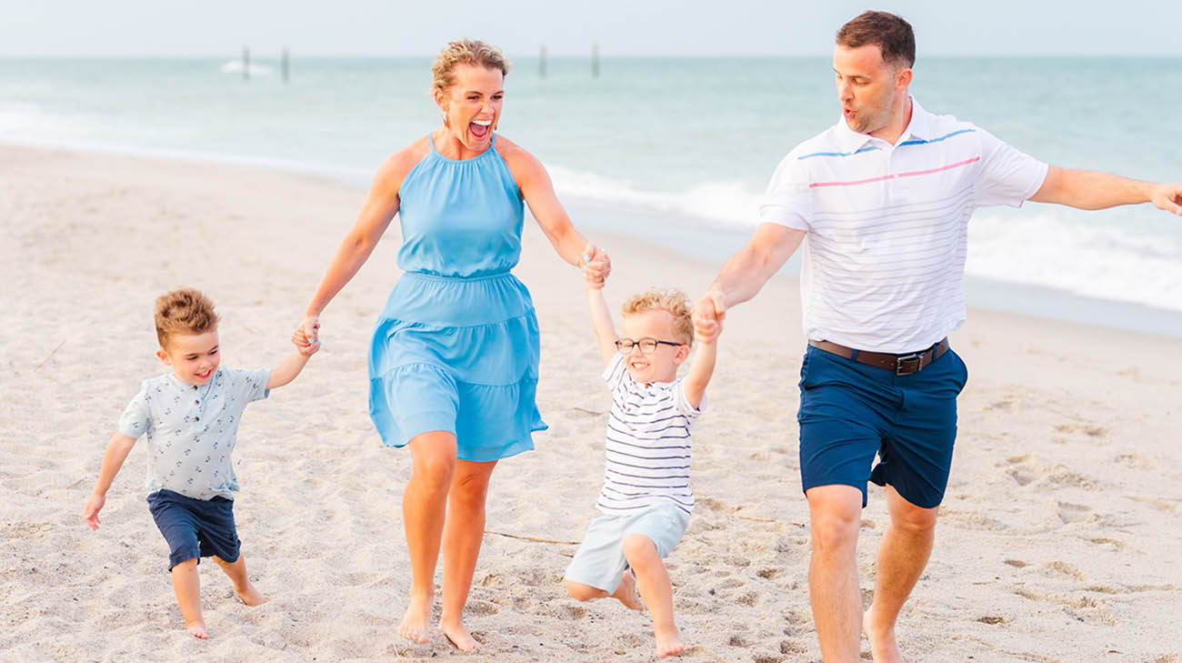 Brooks, Andrea, James and Matt Campbell at the beach. 