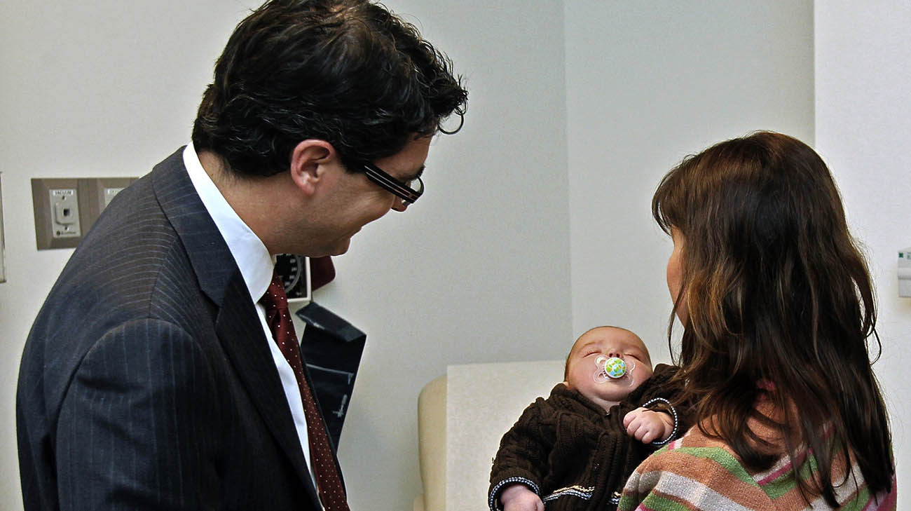 Dr. Eric Roselli meeting Liam for the first time.