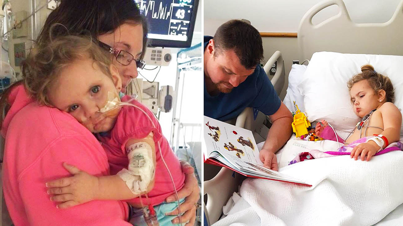 Alivia's parents never left her side while she was in the hospital.