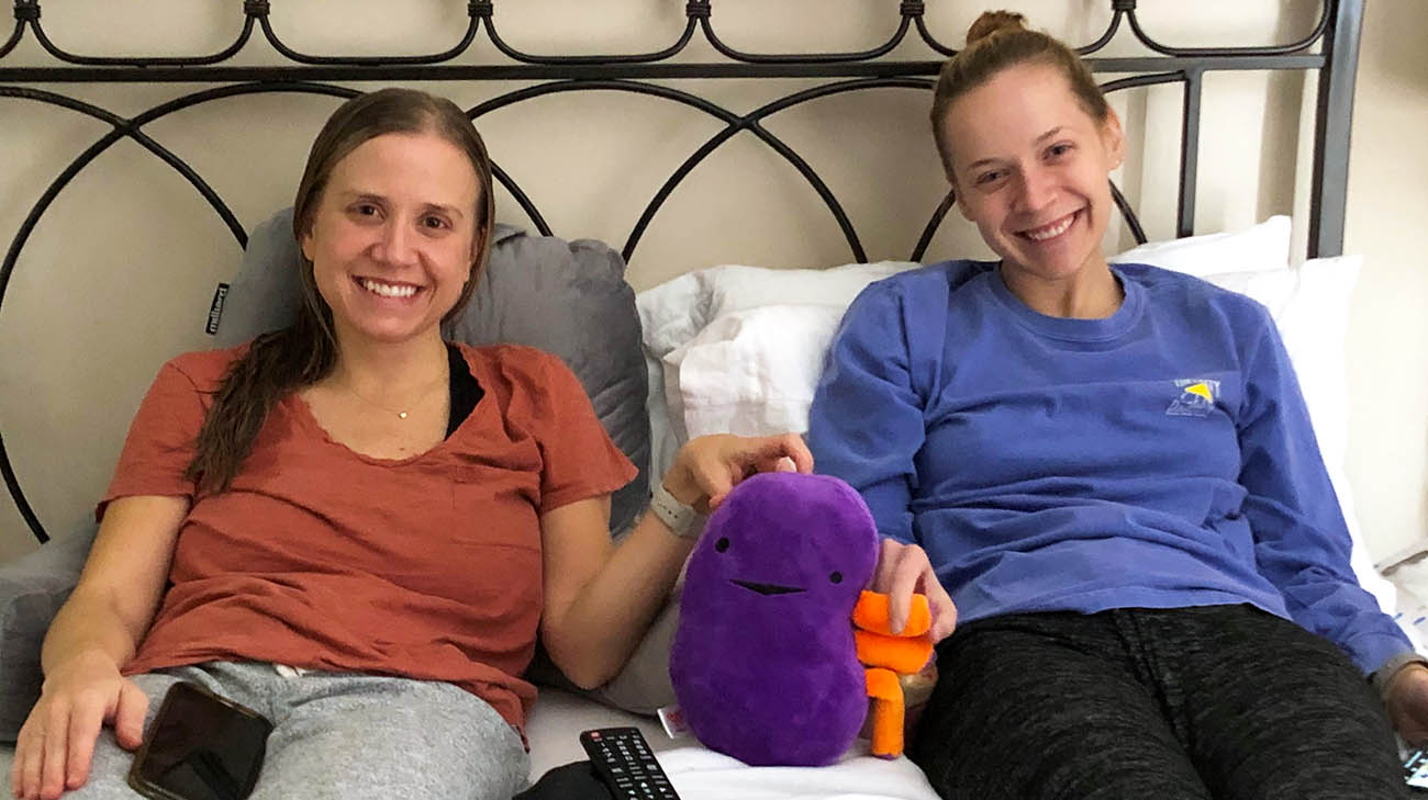 Anne and her sister, Erin. Anne received a kidney from a paired exchange.