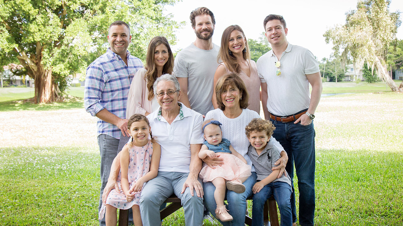 Front row, left to right: Sophia Karnilow, Chas Averbook, Stella Kaylie (the baby), Debbie Averbook, Ethan Karnilow Back row, left to right: Jon Karnilow, Amy Averbook Karnilow, Matt Kaylie, Jennie Averbook Kaylie, Michael Averbook