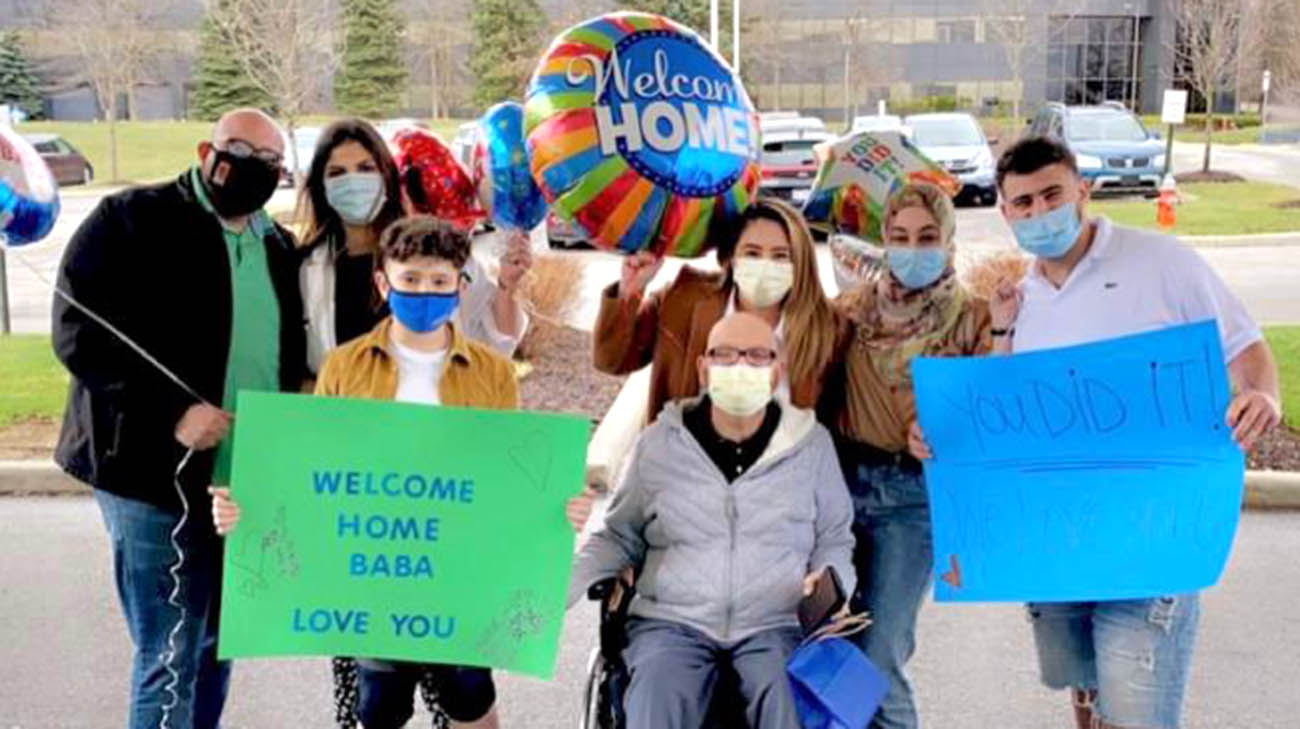 Kalil's family supporting him as he gets discharged from Cleveland Clinic. 