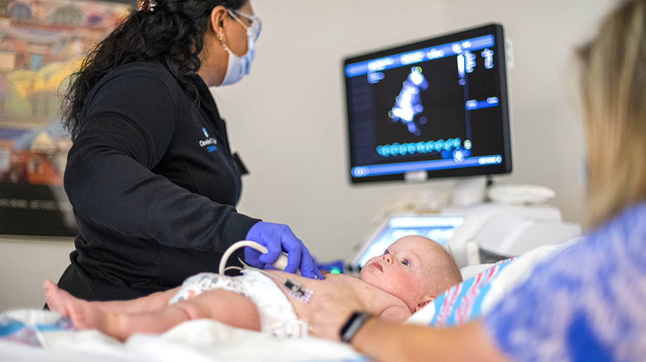 Weston undergoing an echocardiogram to check his heart condition. 