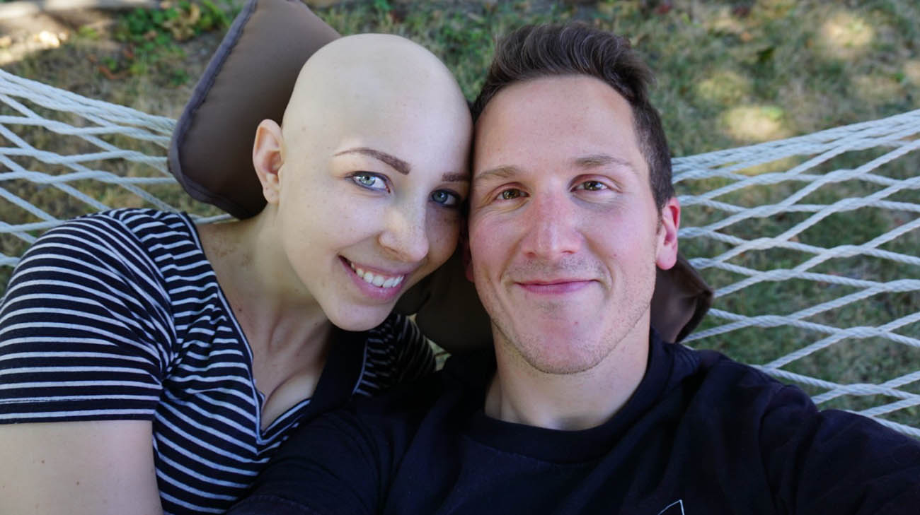 Allie with her husband, Tommy, while she was undergoing cancer treatment. 