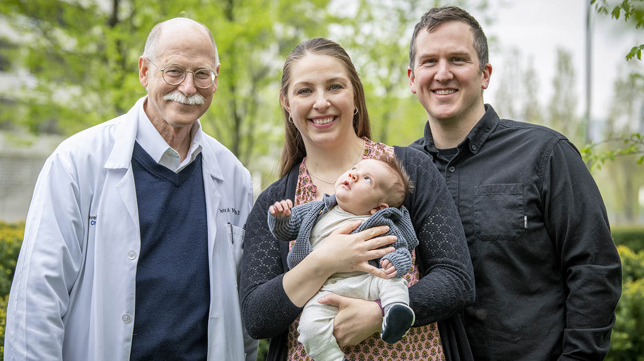 Dr. Peter Anderson, Allie, Peter and Tommy Englert outside Cleveland Clinic. 