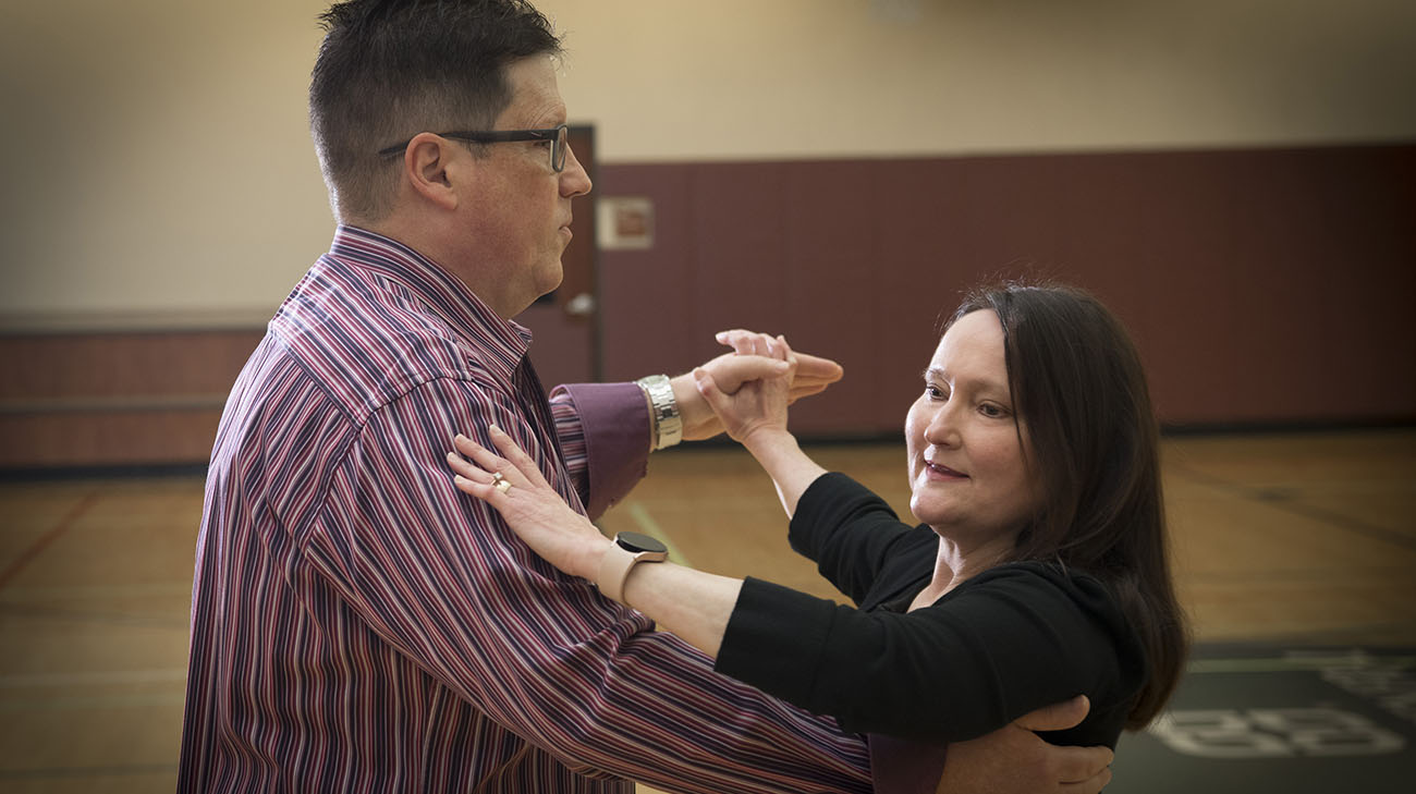 Rhonda Fenske ballroom dancing at Cleveland Clinic Akron General Lifestyles.