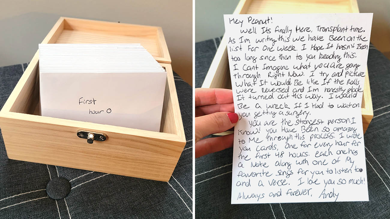 Andy Voge wrote 40 letters to his wife, Rachel, so she could read them while he was undergoing his transplant.