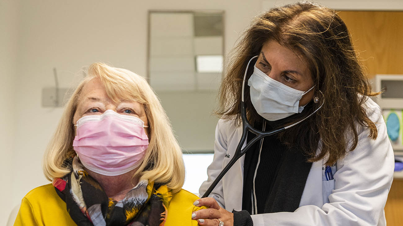 Linda during a follow-up appointment at Cleveland Clinic with Dr. Marie Budev. 