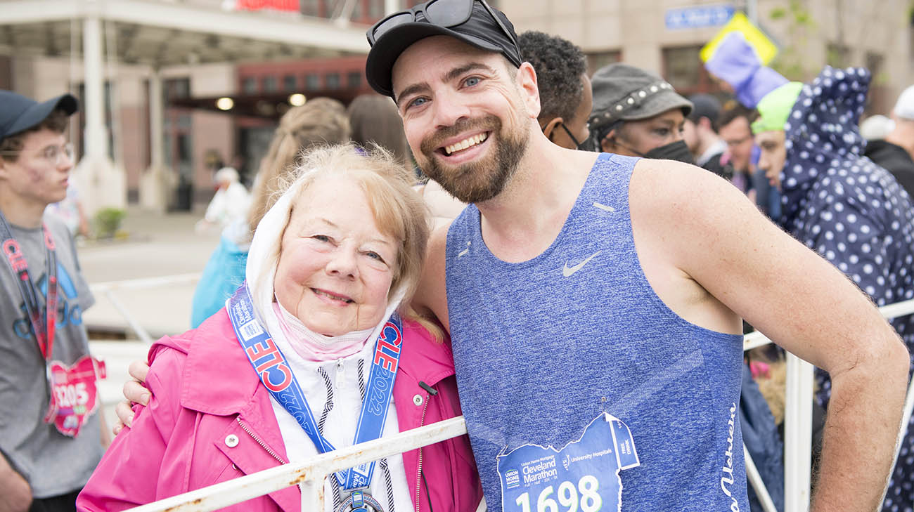 Linda's son ran the Cleveland Marathon around the one-year anniversary of her double-lung transplant. 