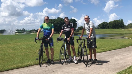 Dr. Rodriguez enjoying a bike ride with Dr. Brozzi (left) and Dr. Bush (right)