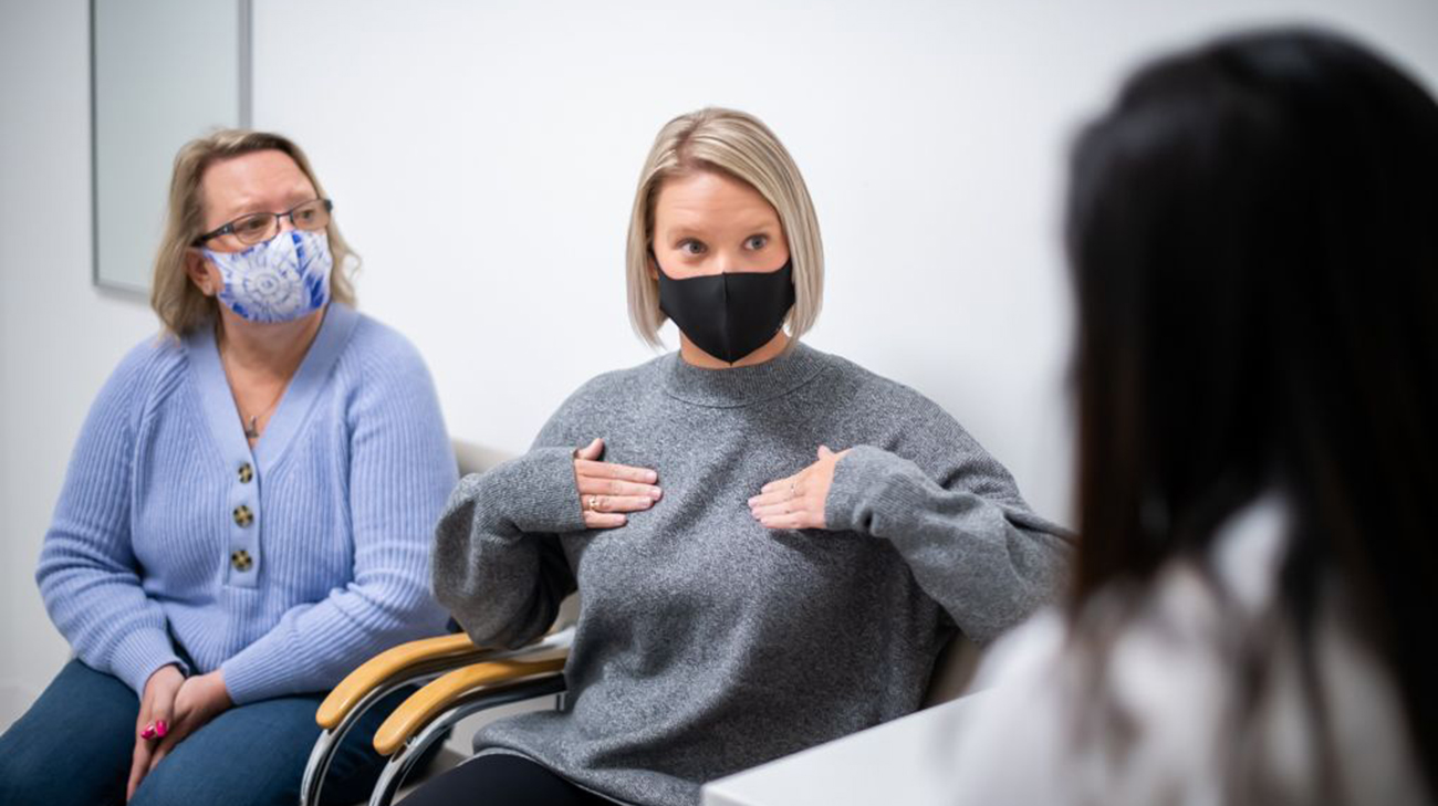 Michelle and her mother, Sharon, during one of Michelle's appointments at Cleveland Clinic Cancer Center. 