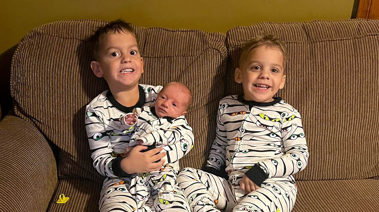 Max with his brothers Jack and Henry. 