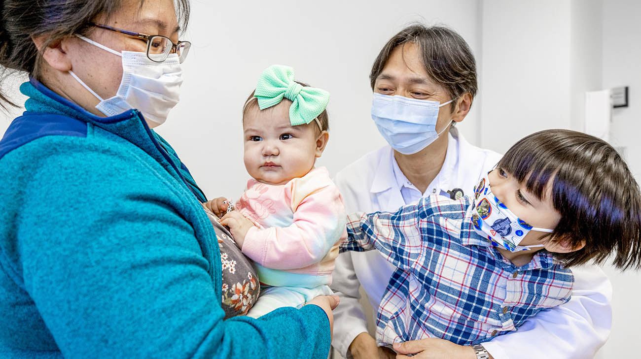 Kidney transplant recipient Emma Murphy during a follow-up appointment with Cleveland Clinic's Dr. Koji Hashimoto. 