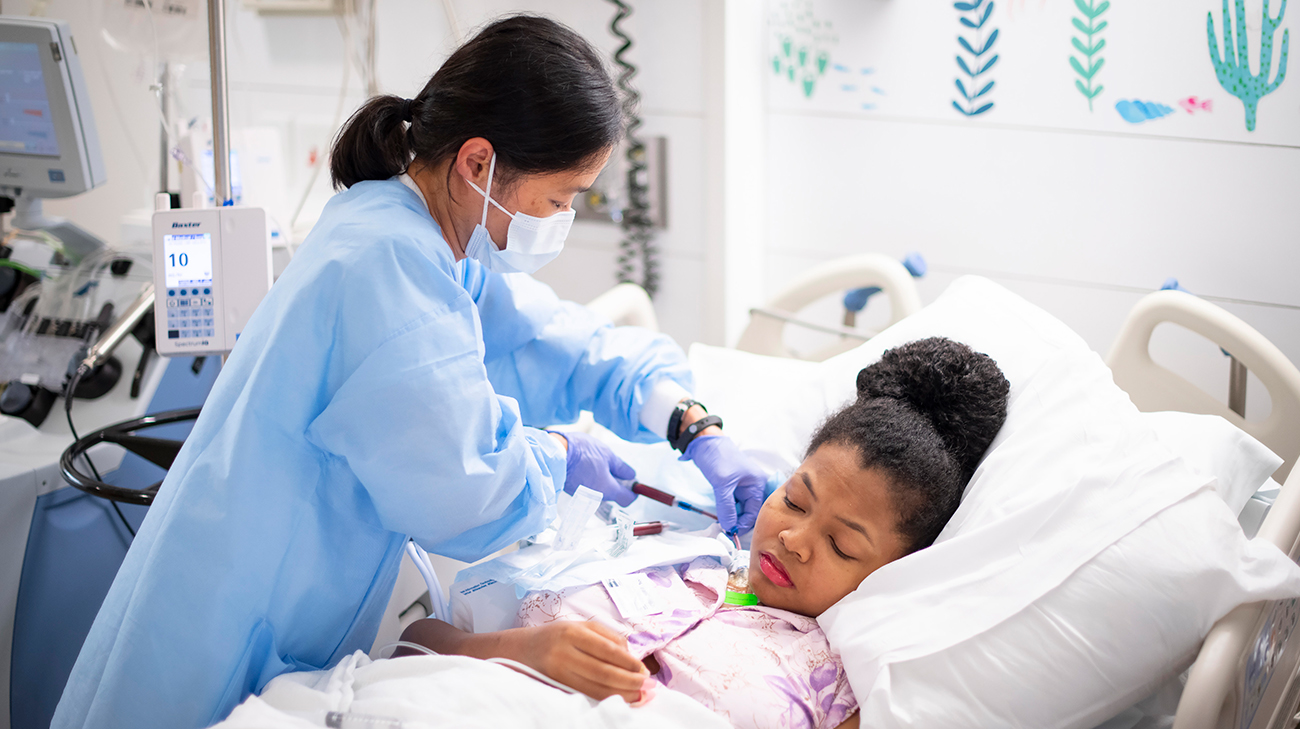 Danielle during stem cell retrieval.