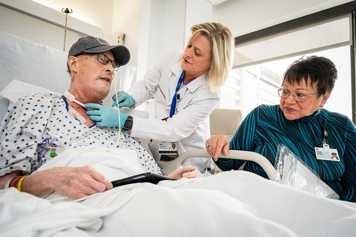 Linda Hinske providing support for cancer patients after her procedure to remove a cancerous tumor.