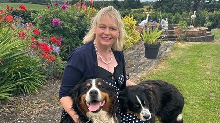 Mary with her dogs in Ireland. 