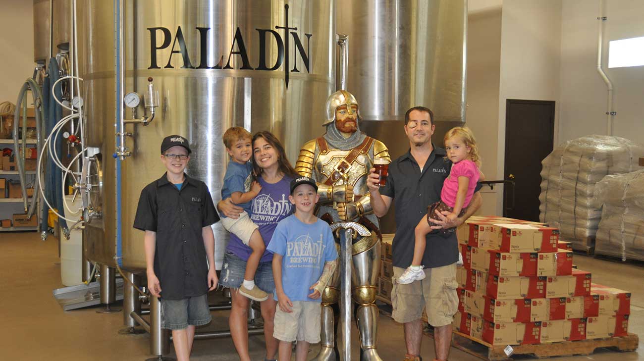 The day before Paladin’s grand opening in 2015 — (left to right) John Logan, Clark, Abby, Luke, John and Chloe.