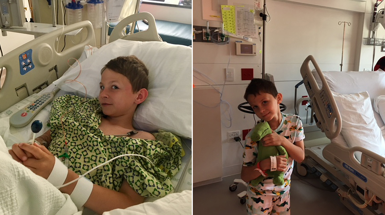 Stephen recovering at Cleveland Clinic Children’s, after undergoing a procedure to treat his stroke.