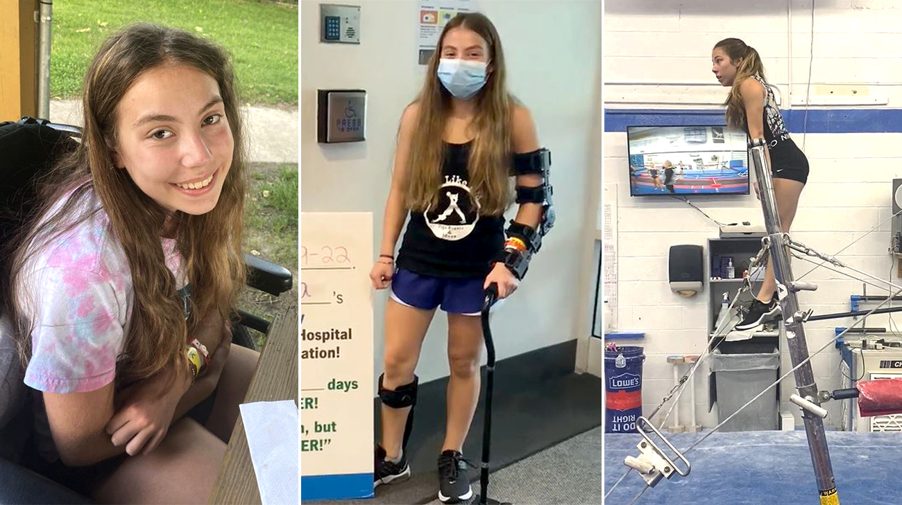 Photos to show Isabella's progress through physical rehab. 