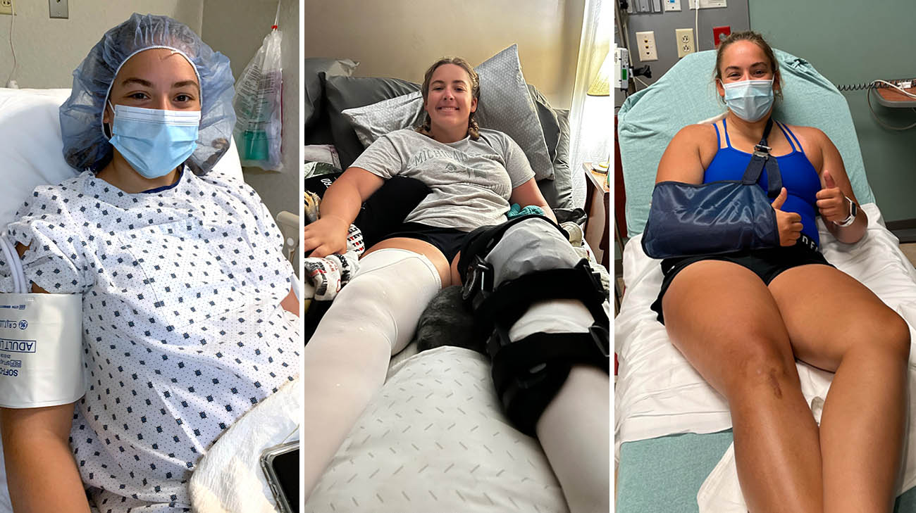 Liv tore the ACL in her right and left knees and dislocated her shoulder. 