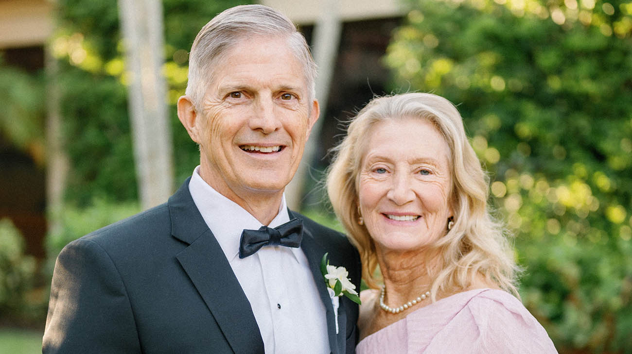 David with his wife, June. June administered CPR when David arrived home and began experiencing a heart attack. 