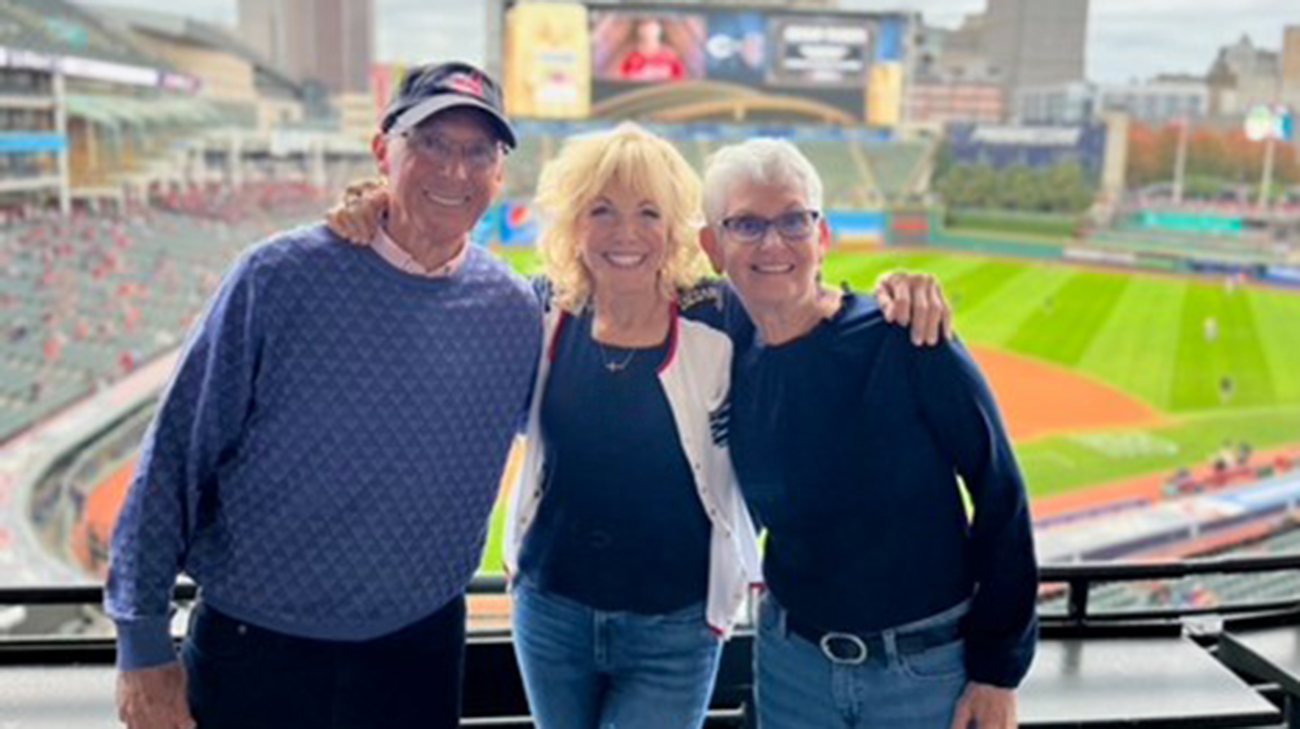 Jan Jones with her brother and sister-in-law at the Cleveland Guardians game. 