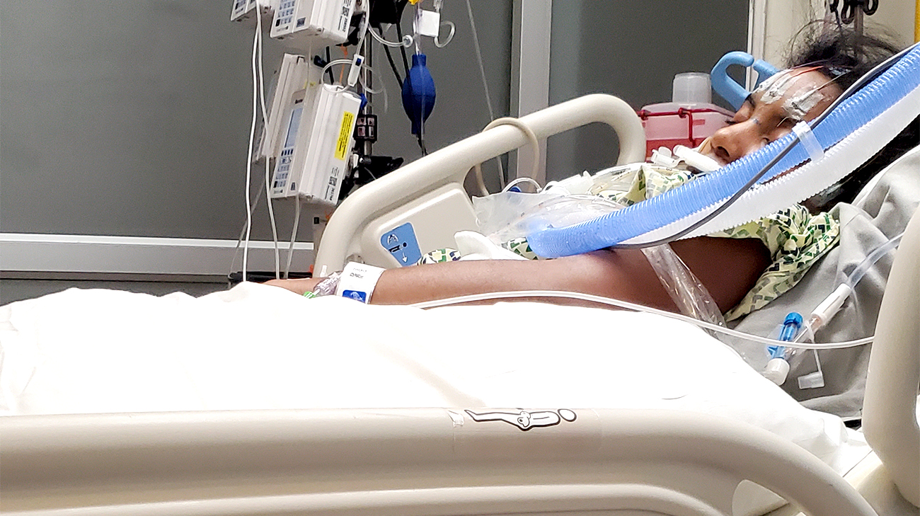 Lauryn in the hospital.