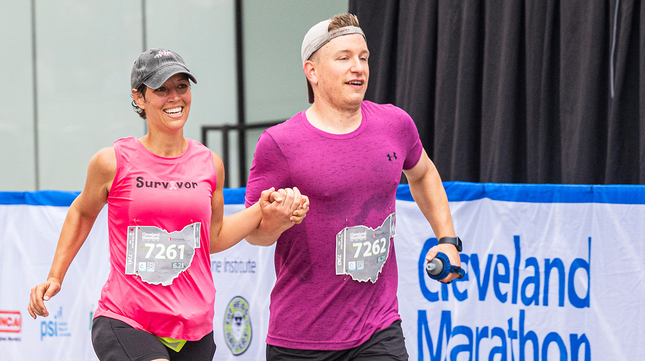 Samantha and husband at Cleveland 10K.