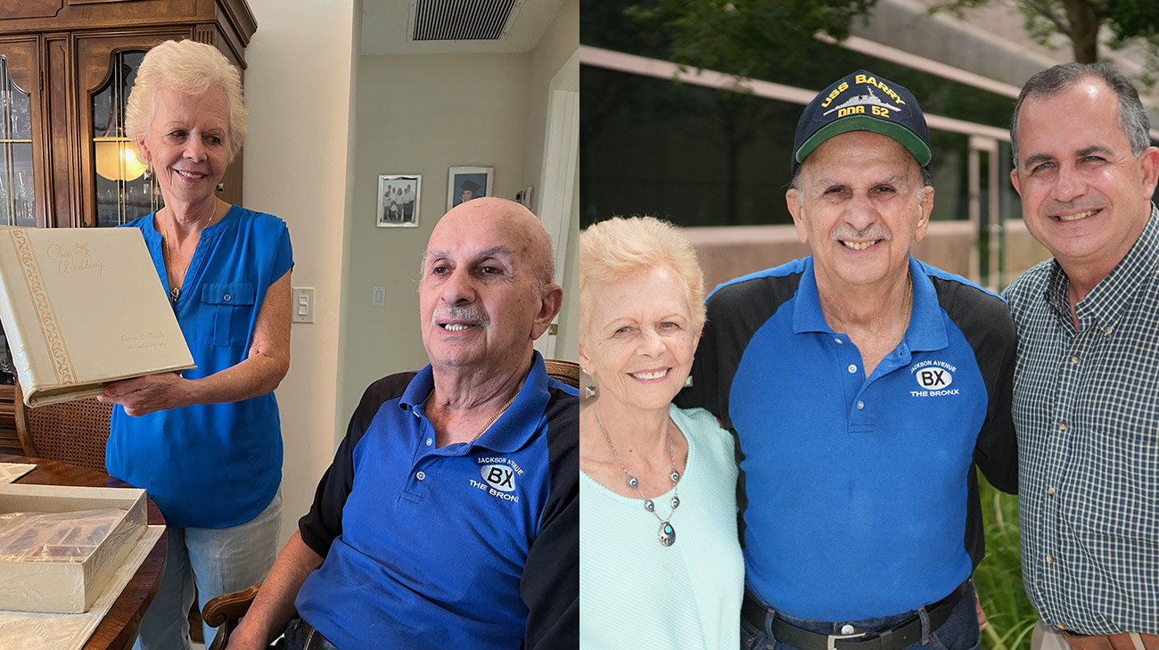 Patient, Claudius Noriega, pictured with his wife (left) and his son (right).