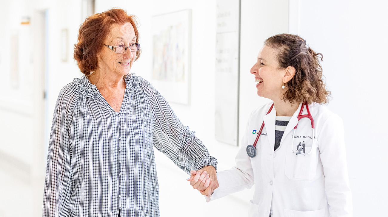 Mary with her cardiologist during a follow-up appointment. 