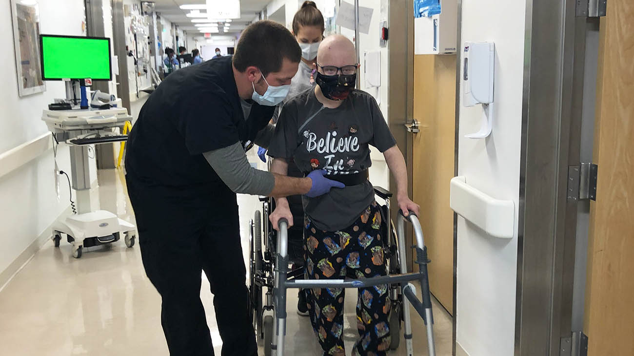 Mick undergoing therapy at Cleveland Clinic Children's. 