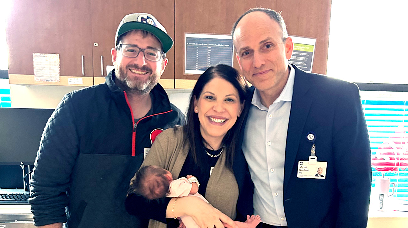 Sophia and family with Dr. Miguel Guelfand. 